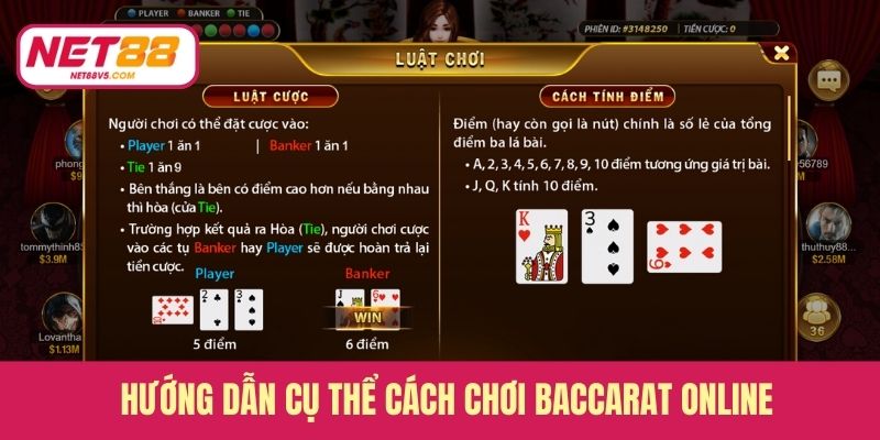 Hướng dẫn cụ thể cách chơi Baccarat online